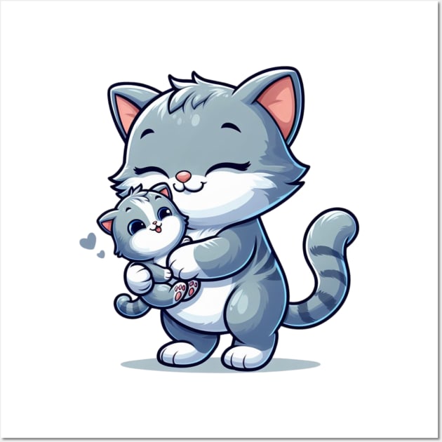 mother cat holding kitten Wall Art by EKLZR